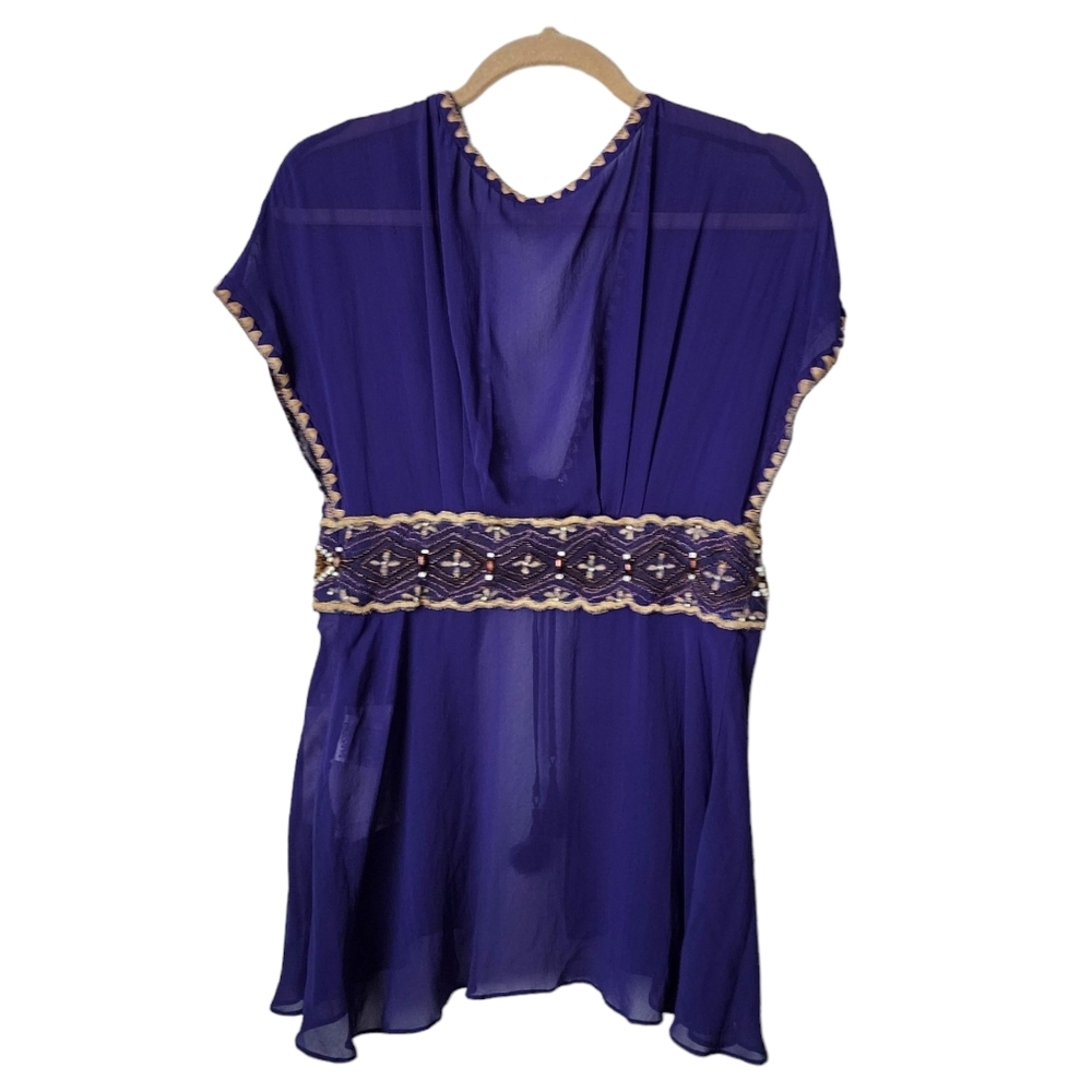 GRACE CONTINENTAL silk beaded embroidered blouse in purple NEW - Picture 2 of 10